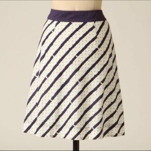 ☀️ANTHROPOLOGIE nautical a-line polka dot skirt